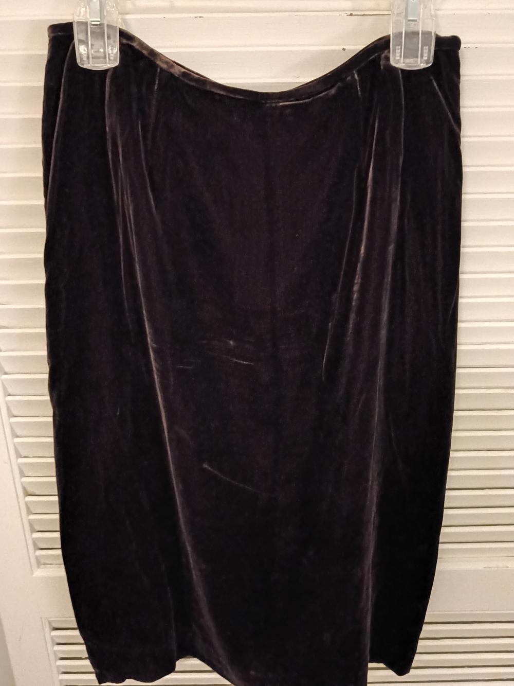 Albert Nipon Velvet Midi Skirt Chocolate Brown Size 8 - Picture 3 of 6